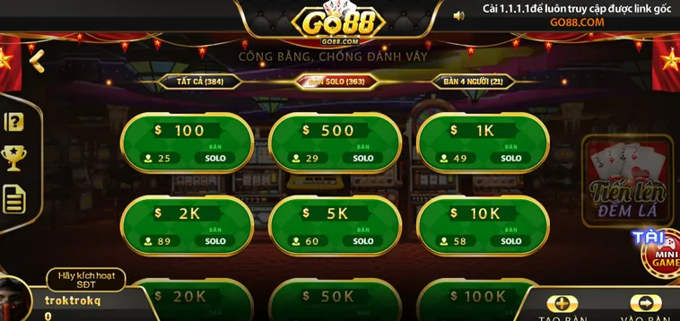 Săn Thưởng Jackpot Cực Khủng Cùng Siêu Phẩm Tiến Lên Đếm Lá Tại Go88 Đỉnh Cao
