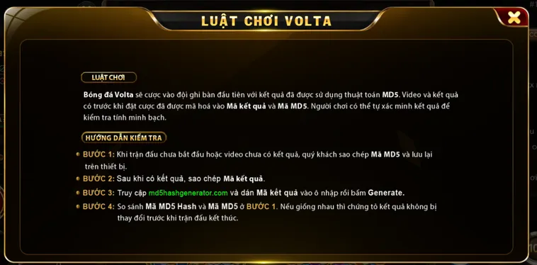 Volta MD5 Tại Go88 Trải Nghiệm Công Nghệ Giải Trí Đỉnh Cao Và Siêu Tốc
